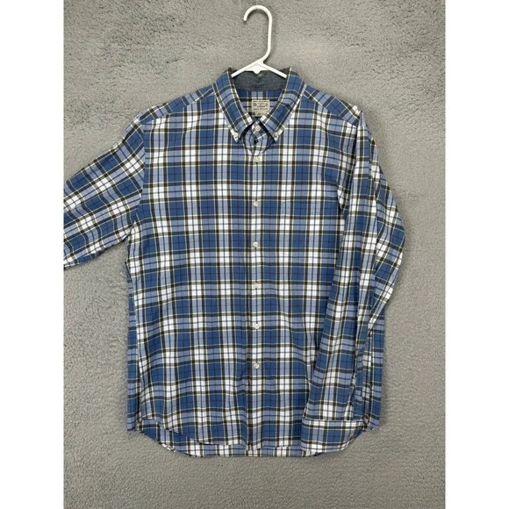 J Crew Shirt Adult Large Blue Multi Plaid Cotton Button Down Long Sleeve Mens